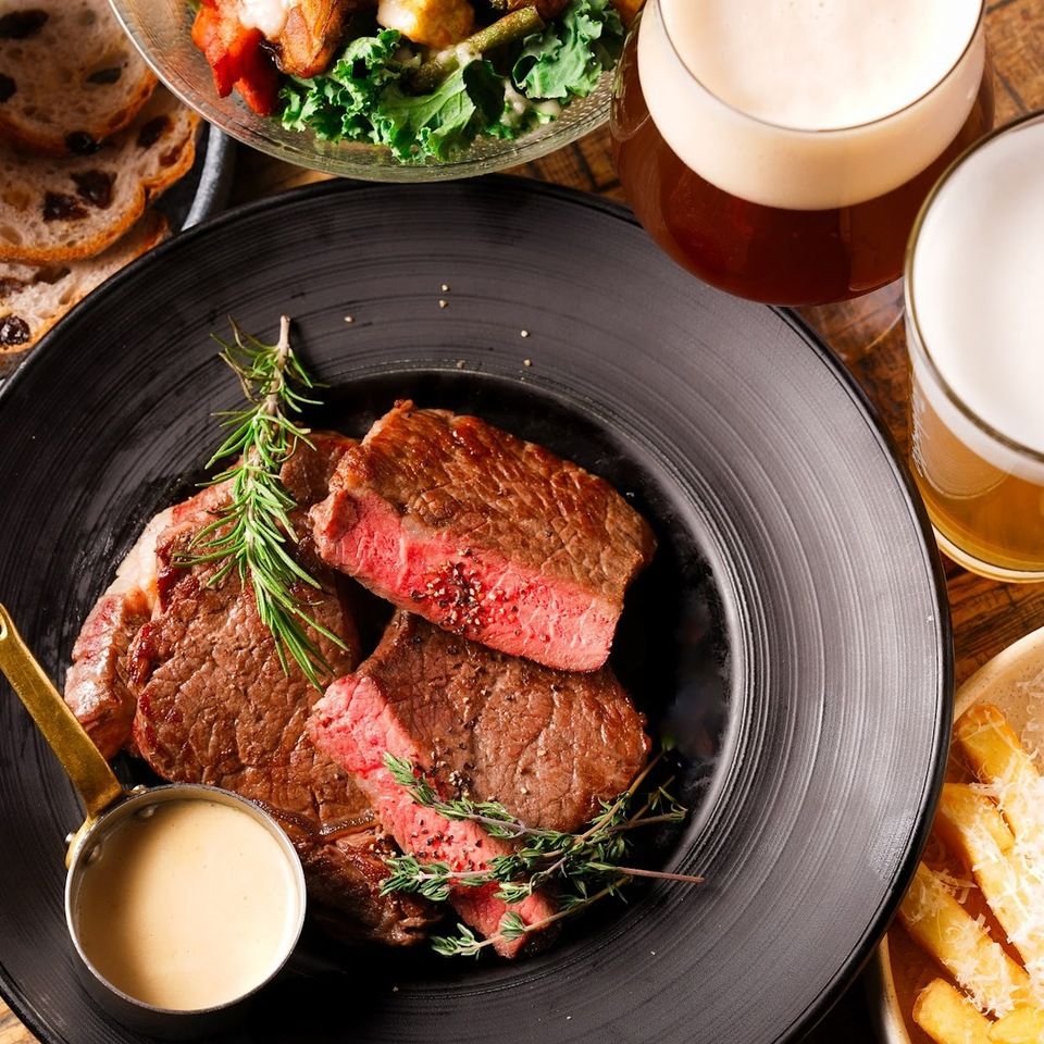 【2H飲み放題】(クラフトビール2種含ビール3種・スパークリングも) US産アンガス牛チャックアイステーキのベルナルデュスいいとこ取りコース...6,000yen 2名様~