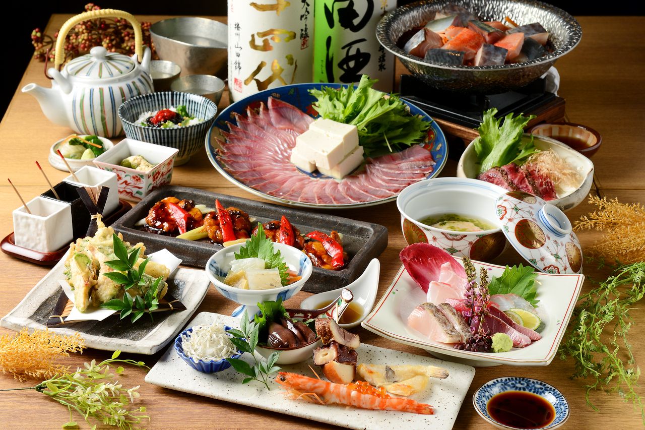 ★★【接待におすすめ】お刺身付き　割烹コース　15品【90分飲放付】7,000円（税込み）