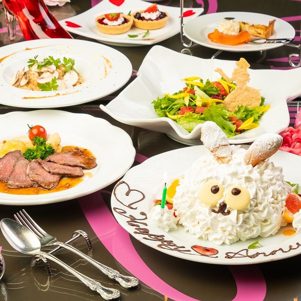 【ディナー】【記念日に】大人気白うさぎのホールケーキ付き！Specialアニバーサリーコース