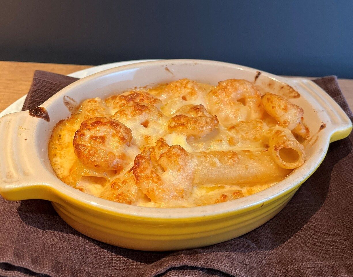 Shrimp and Macaroni Gratin