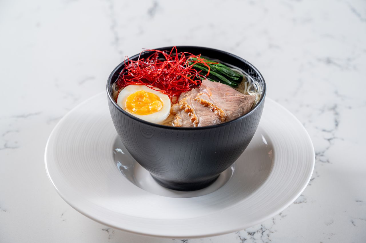 Capellini served with soba noodles