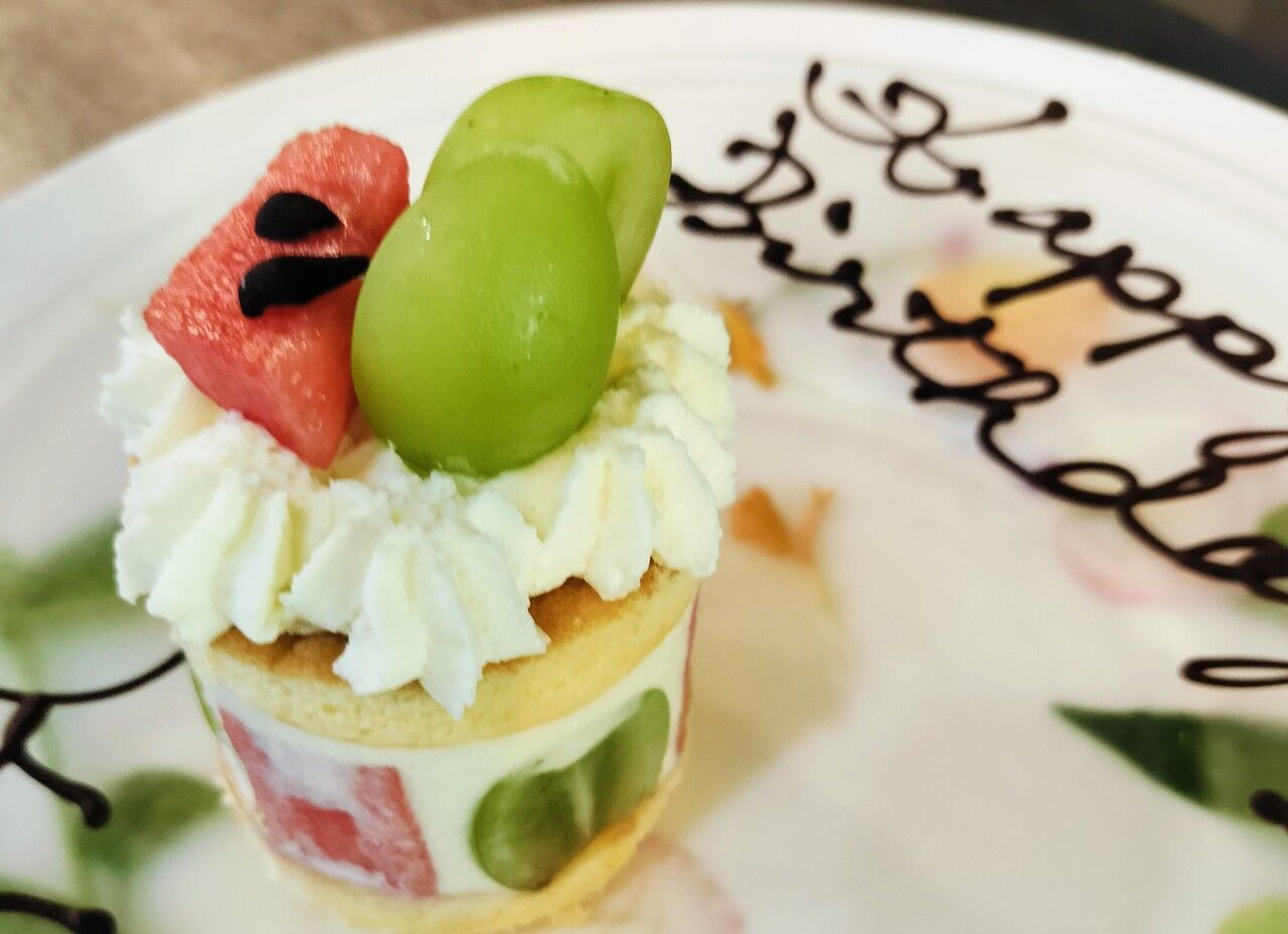 メッセージ入りプレートミニケーキ付