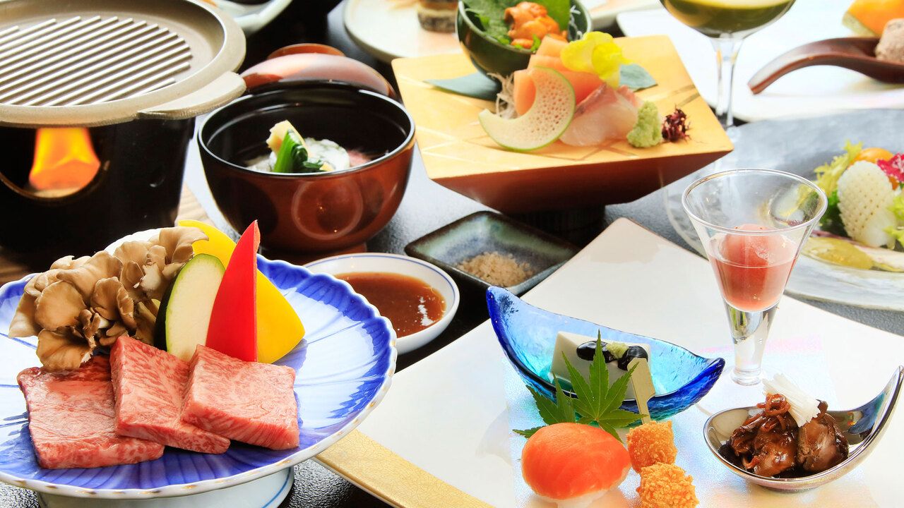 Kaiseki course “Irodori — Shinshu Beef Grill” featuring teppanyaki-style Shinshu beef as the main course