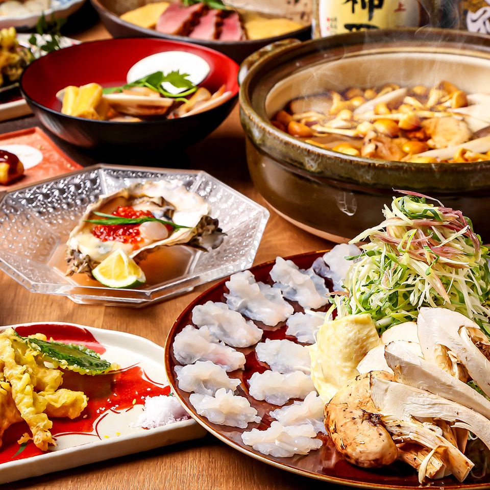 【秋限定プラン】10月が本当の「旬」名残り鱧と松茸と茸しゃぶしゃぶプラン★飲み放題付8,000円
