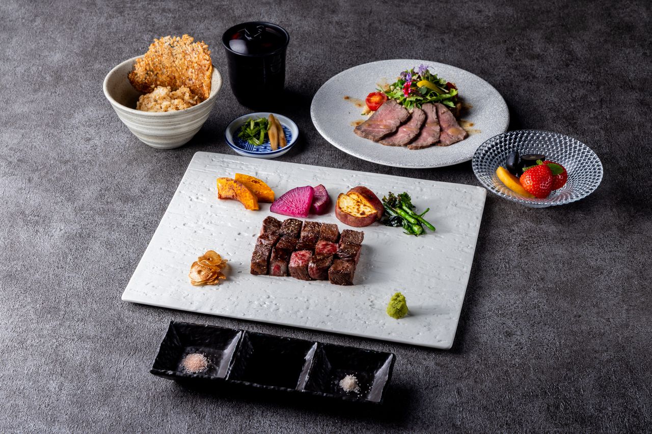 【尽コース】〜季節の旬菜と特選黒毛和牛赤身ステーキ〜７品￥16,000円(税込)
