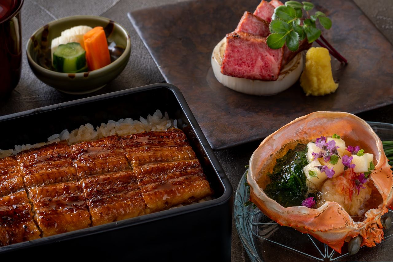 【5月18日から期間限定】「贅沢三昧」特別会席 全7品　～鰻重　神戸牛ステーキ　蟹酢甲羅盛り～ 　※平日のみ、数量限定販売