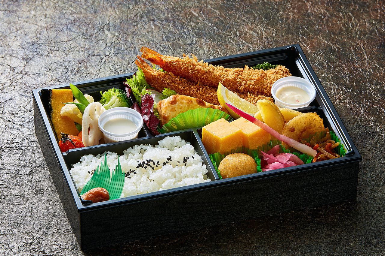 Fried shrimp and grilled salmon with cheese from a Western restaurant
