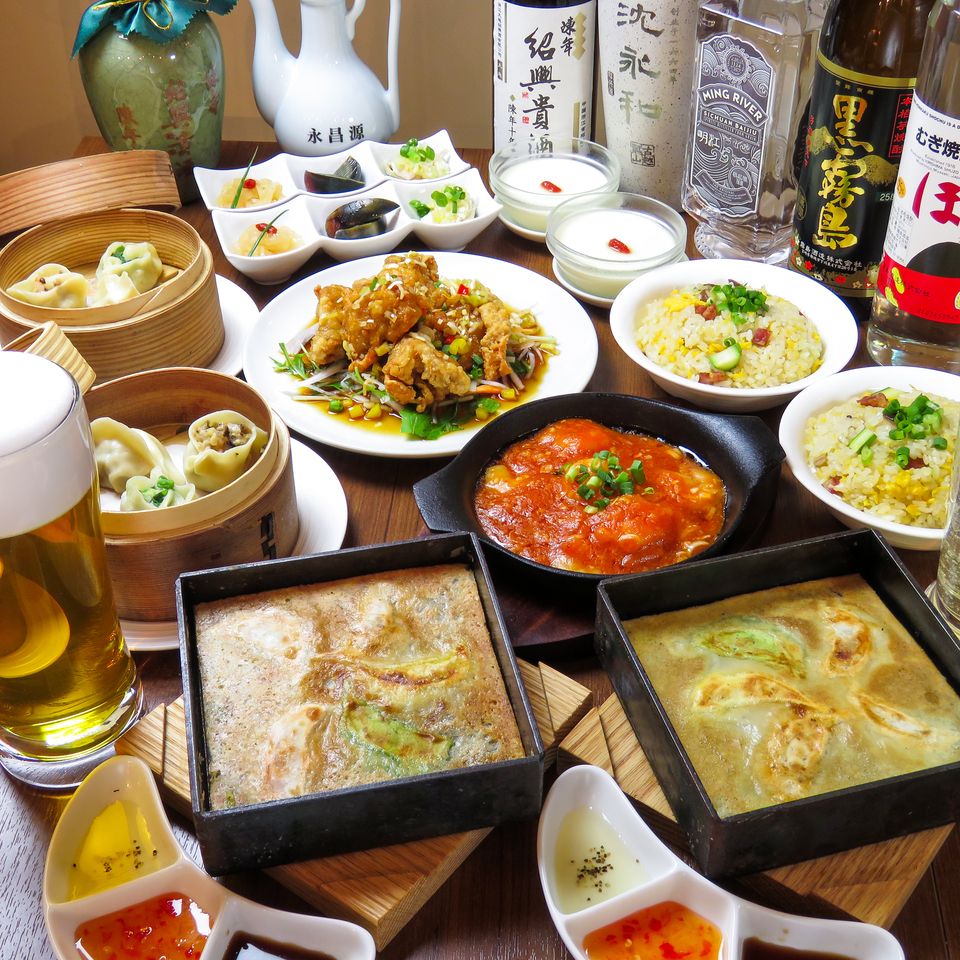 【天津餃子コース】【３Ｈ飲み放題】 当店一番人気東京駅店限定コース◎餃子8種類+料理5品料理長おすすめコース♪【歓送迎会/宴会/二次回/パーティ】※要前日までに予約