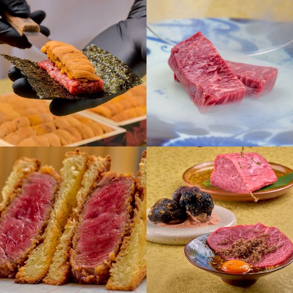 個室確約　夏の【銀座ちかみつ六丁目スペシャリテコース】「和牛の雲丹ユッケドッグ　〜目の前仕上げ〜」「厳選ヒレ肉の旨辛ブリオッシュカツサンド」をご提供！更に厳選された肉質の焼き物を拘りの薬味で提供。