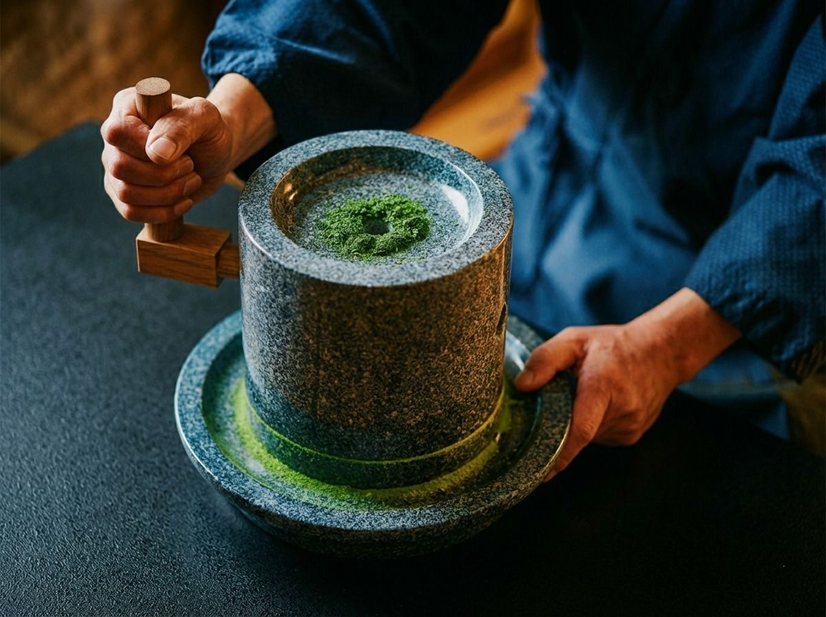 Im Sky Terrace in Arashiyama: Ein Erlebnis mit frisch zubereitetem Matcha aus mit einem Steinmühlen gemahlenem Matcha-Pulver