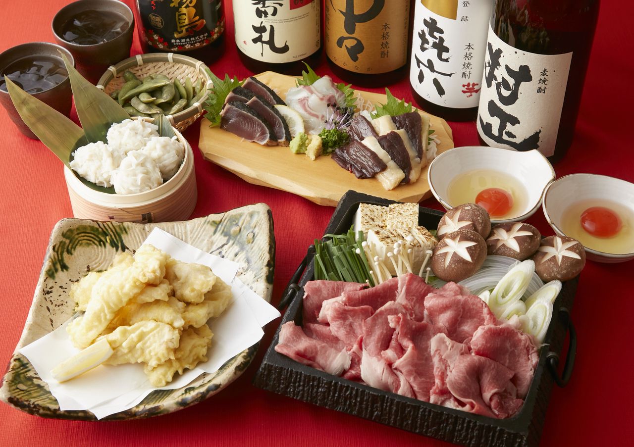 龍の玉子で食す！国産牛のすき焼きコース７品【2H飲放付】6000円