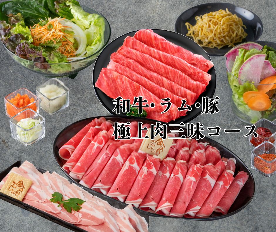 [One-serving set] Kin-no-Me Premium Meat Shabu-Shabu Set Course (3-Category Meat T Course) | Try it first
