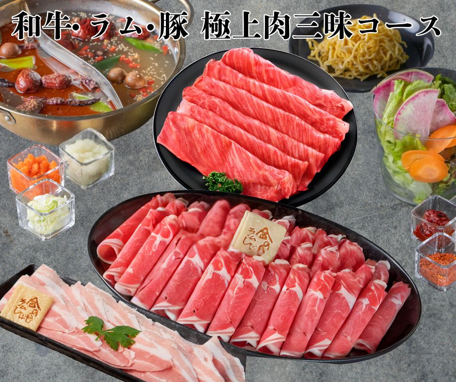 [Beinhaltet eine Portion A5-Yonezawa-Wagyu-Rindfleisch und 2 Stunden All-you-can-eat] Kin no Me Spezial-Fleischfestmahl Mala Tang Ein-Gänge-Menü (Lamm, japanisches schwarzes Wagyu-Rindfleisch, heimisches Schweinefleisch) | Empfohlen für alle, die ihren Getränkekonsum einschränken möchten.