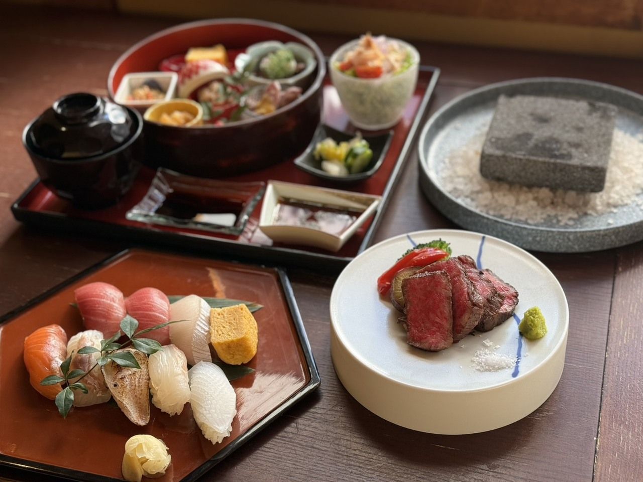 【レストラン】石焼き黒毛和牛＆お寿司御膳