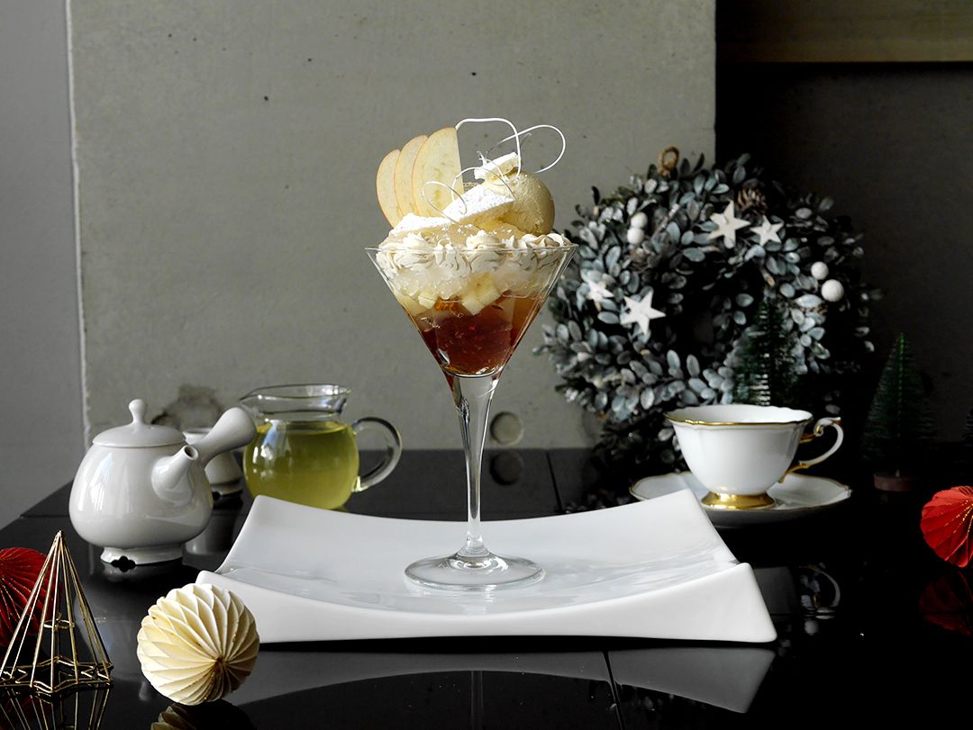13:30【茶茶の間のspécialité】茶茶の間TEAパフェ 2025 冬  ~紅茶と林檎と~