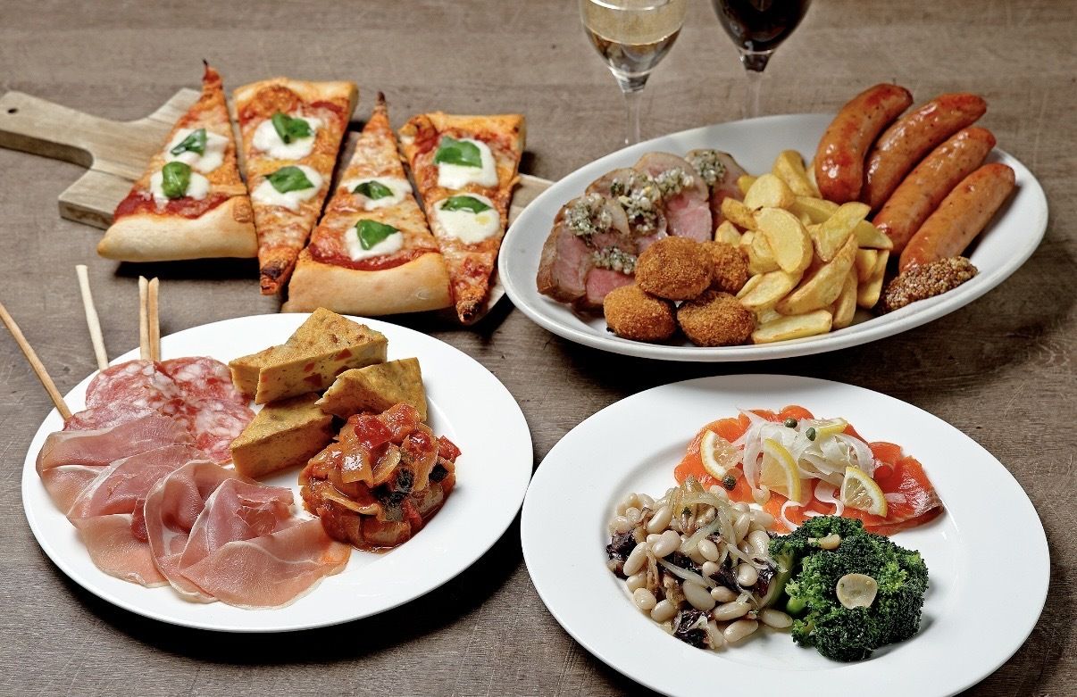 【公式 最安値保証】【アペリチェーナプラン】前菜充実大皿シェアスタイル全11品＋生ビール・カクテルを含んだ2時間飲み放題