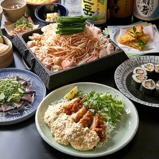 国産牛もつ鉄板焼コース　【2H飲み放題付】8品4,500円（税込）