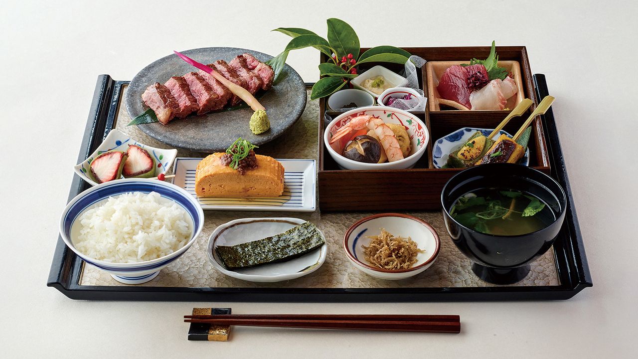 Grilled Japanese Black Beef Marinated in Kyoto Style Breakfast Set