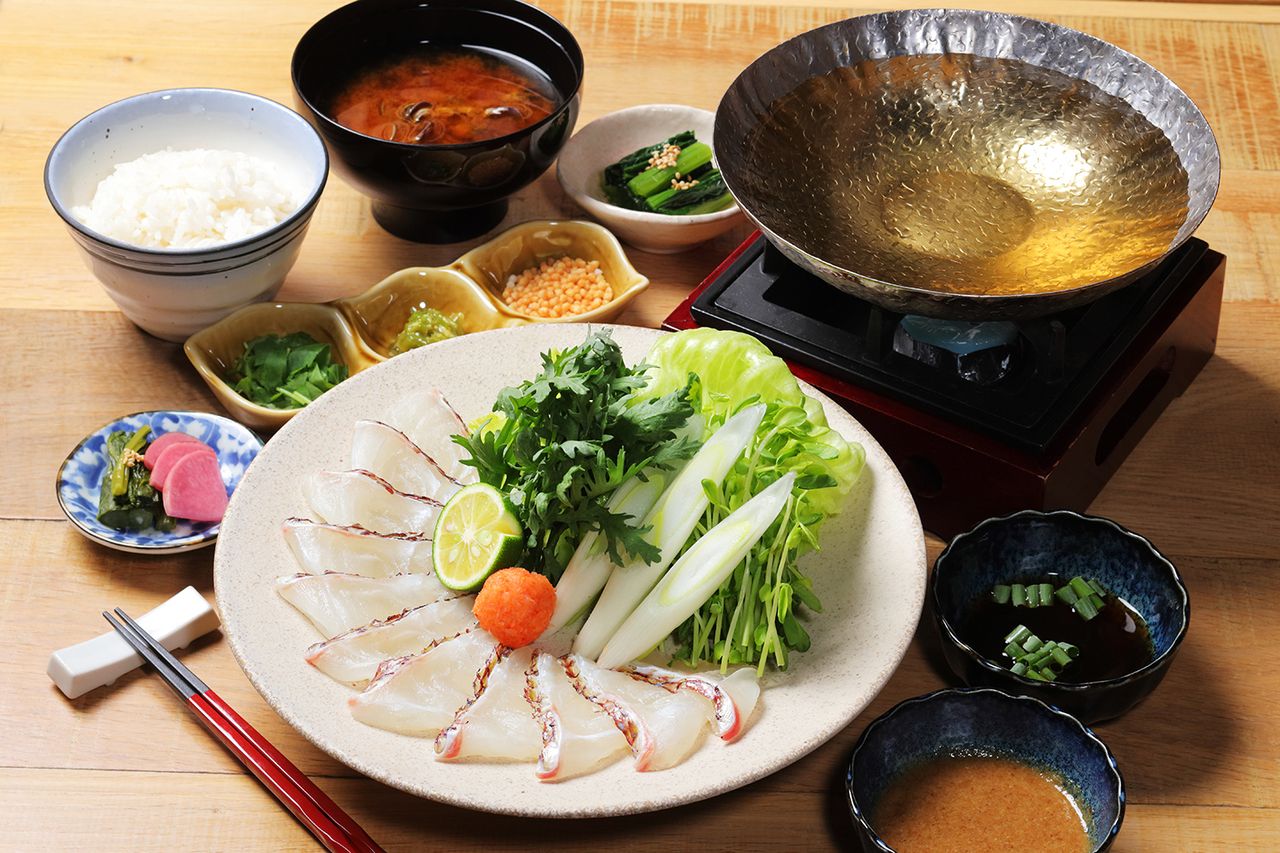 【真鯛を堪能！贅沢ランチ！】真鯛のしゃぶしゃぶセット　食後のカフェ・甘味付き