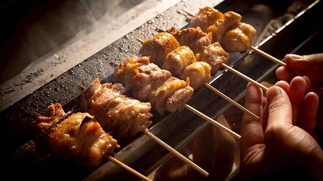 Yakitori & meatballs and yellowtail hotpot course