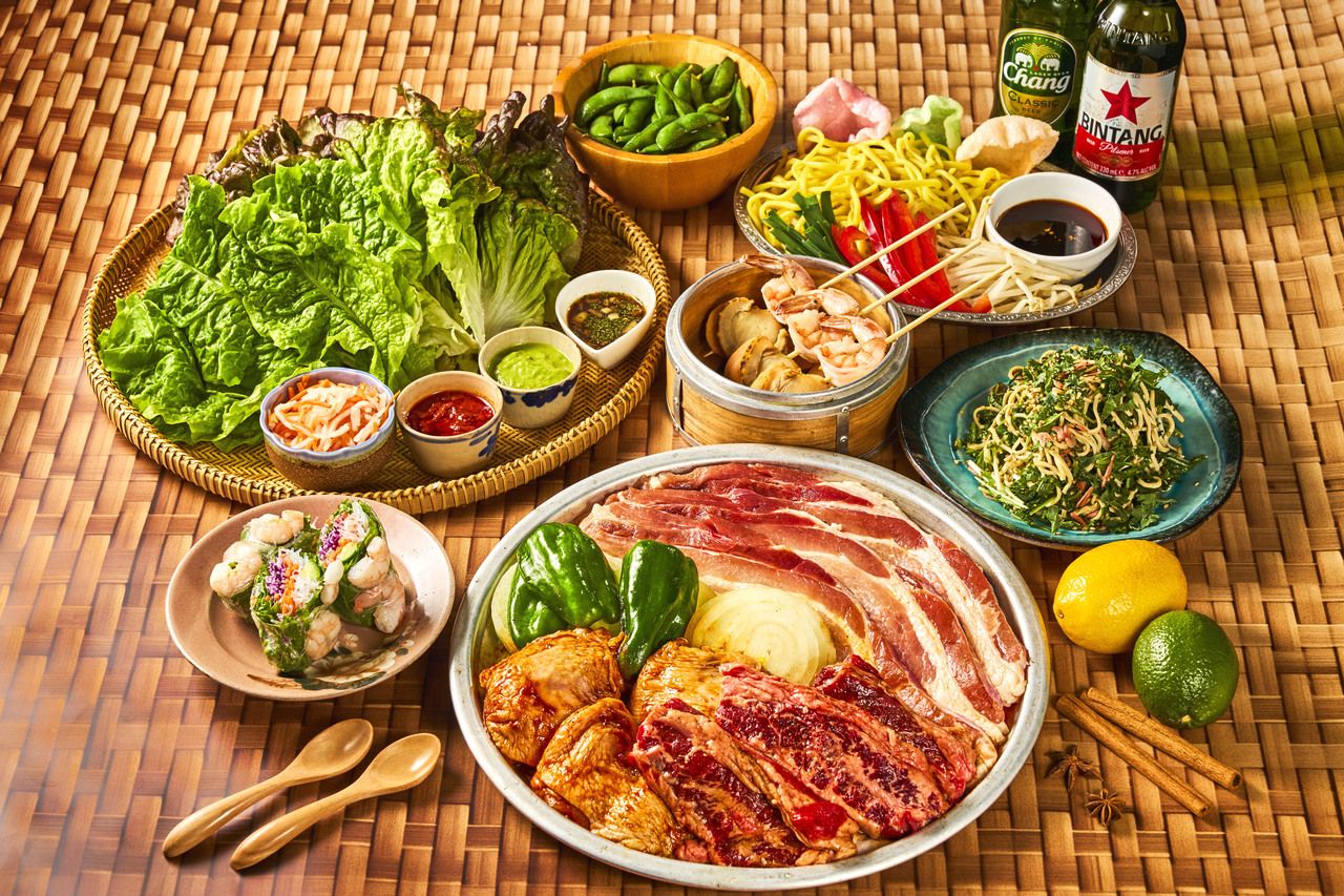【お肉も海鮮も堪能！】テラスでアジアンBBQプレミアムプラン＋2.5h飲み放題