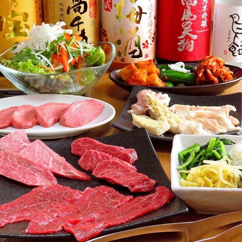 カジュアルにお腹もいっぱい【 成〝入門〟5500円コース】人気5種類のお肉付き（全14品）