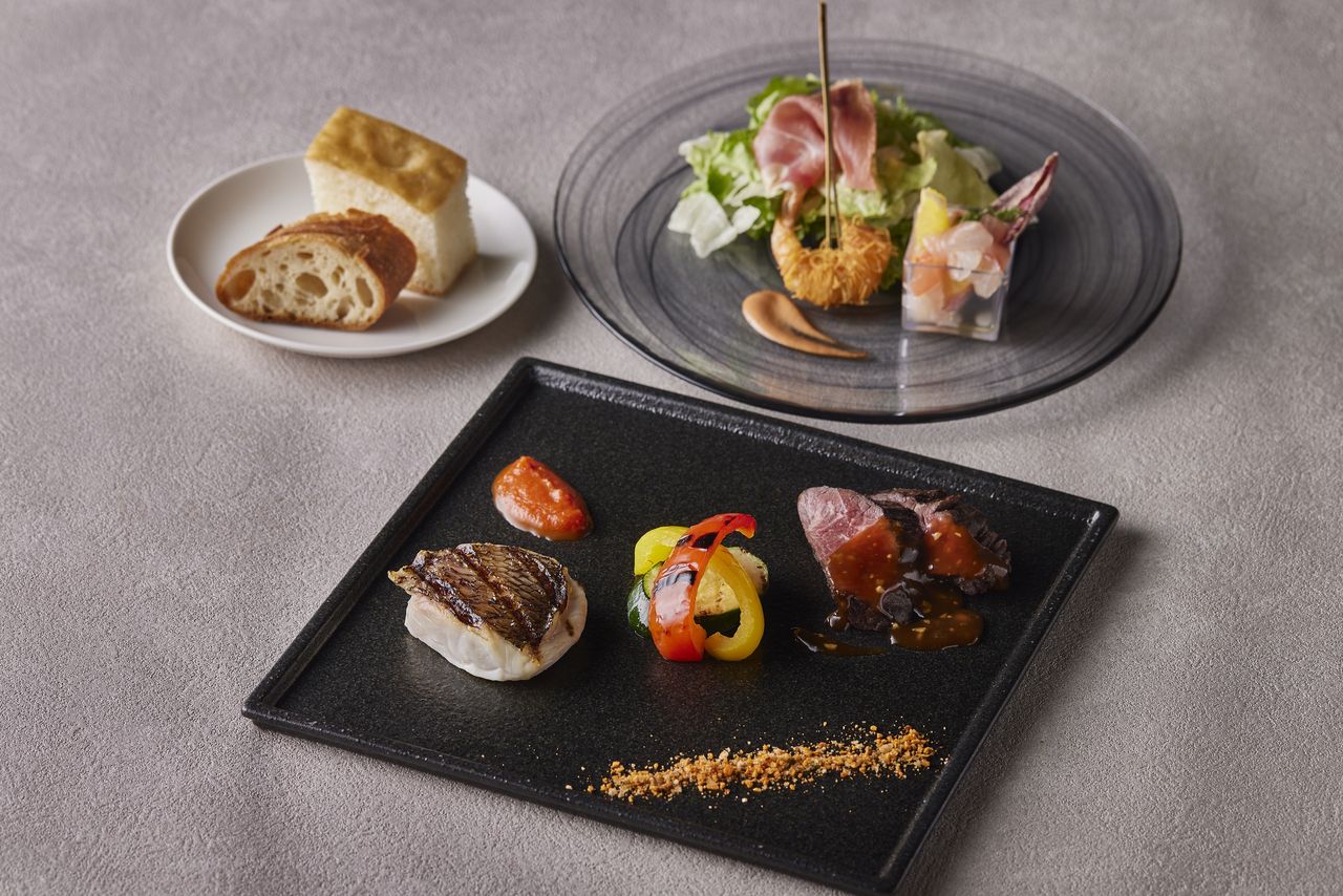 【14:00席】乾杯スパークリングワイン付き　ウィークエンドグリルランチ 魚、肉選べるメイン２種＋デザート＆コーヒー付プラン