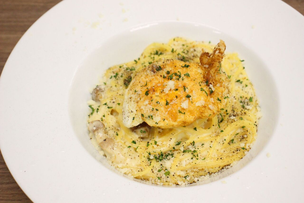 いきいきポークパンチェッタのカルボナーラ