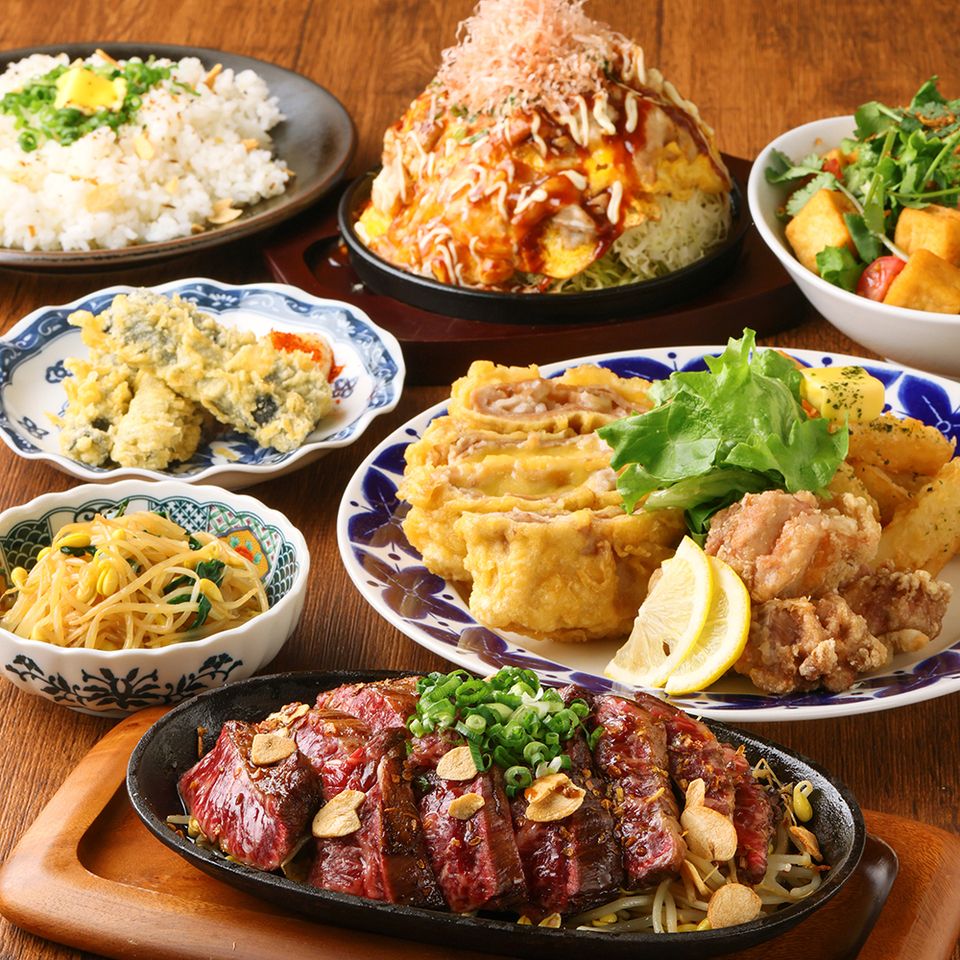 [Easy] The main dish is thick-cut skirt steak! A great value plan with 9 dishes for 4,000 yen (all-you-can-drink included)