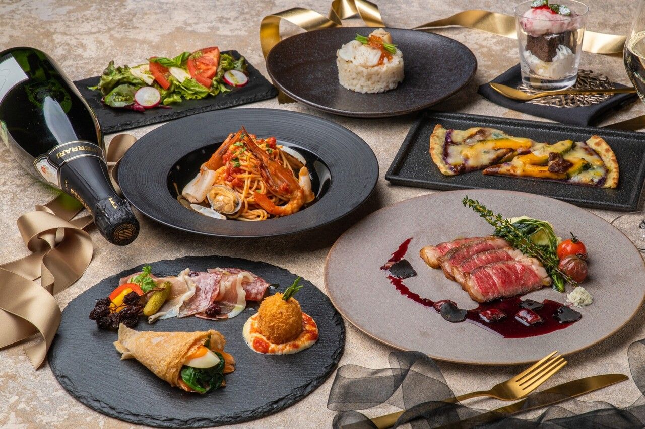 【12月24日～12月25日】Christmas PARTYコース　8品　乾杯シャンパン付き　【3H飲放付】9,000円(税込)