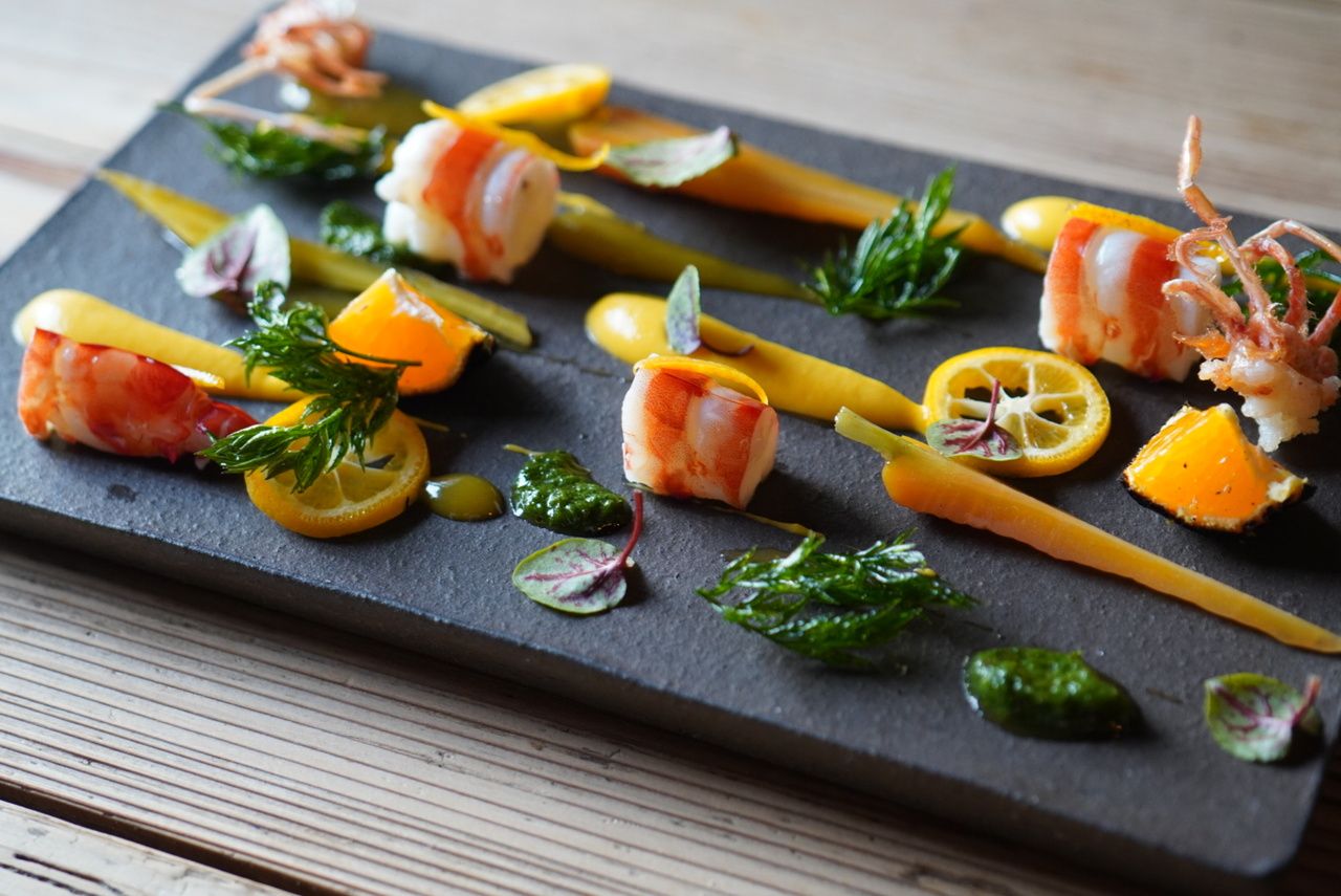 海老づくしのコース＋アルコールペアリング