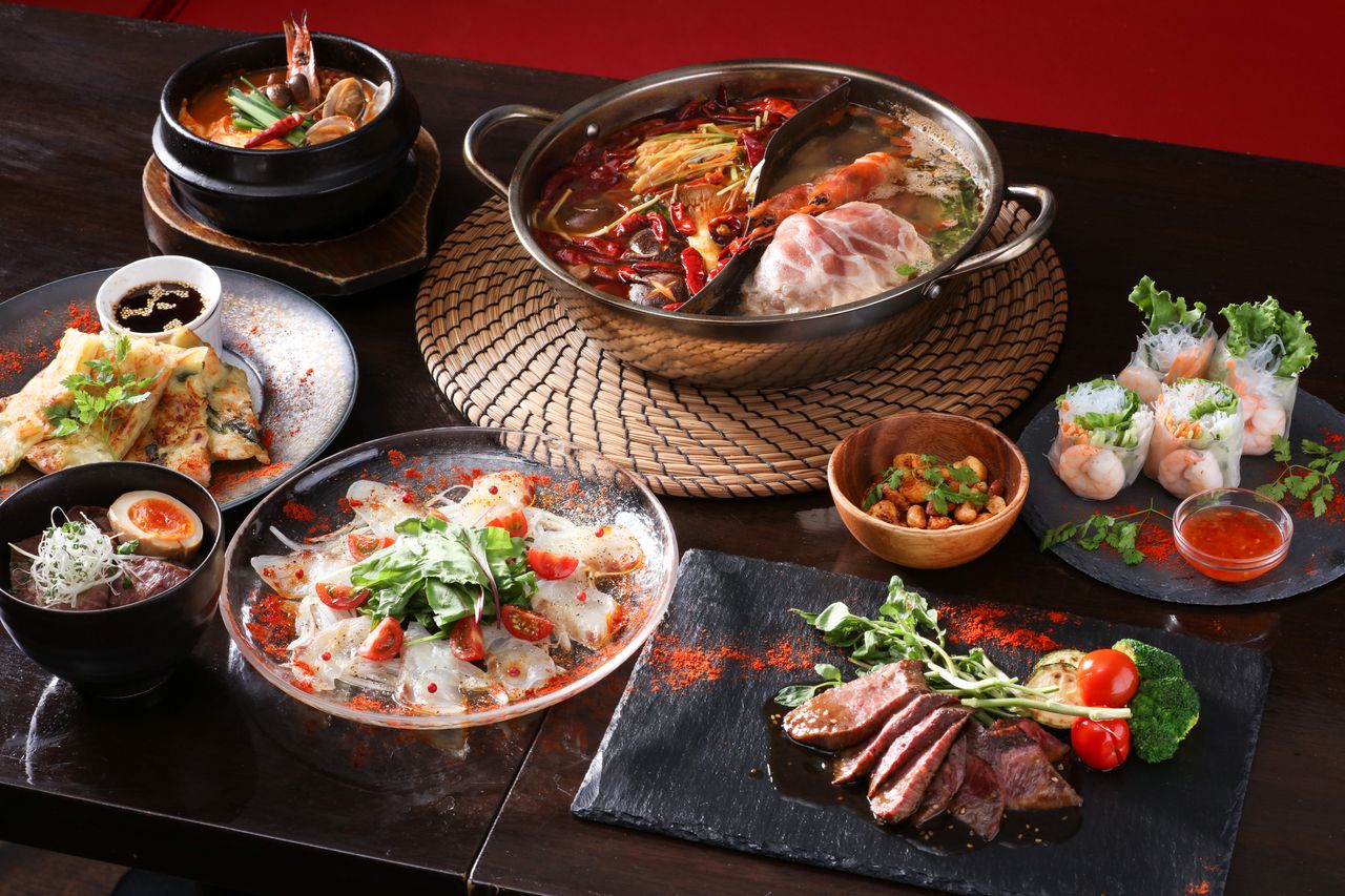 Red pot shabu-shabu hotpot course