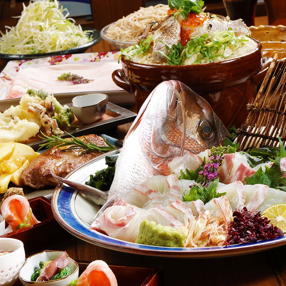 【春だけの贅沢】真鯛の姿盛りと霜降り京の都もち豚のWメイン！エビス5種も飲める歓送迎会プラン