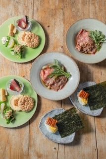 【カウンター席限定】2名様～春を味わう前菜5種盛り合わせと国産牛の焼きしゃぶコース