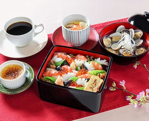 Colorful chirashi sushi set