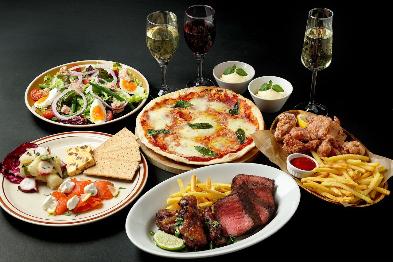 【公式 最安値保証】 【90分飲み放題付】 7000円→5500円(税込・サービス料込)前菜盛り合わせ、ジャークチキンなど全6品《生ビール、スパークリングワイン付き》