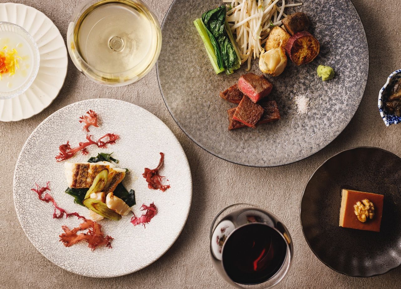 【ランチ Web予約限定】黒毛和牛と本日の鮮魚の鉄板焼き コース　乾杯ドリンク付き