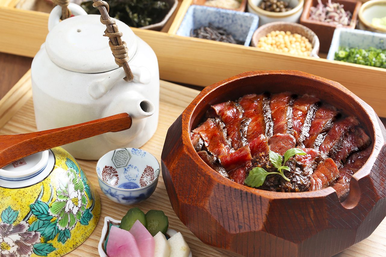 Omi beef rare part of Hitsumabushi set