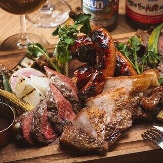 【2025忘年会！2H飲放付】アメリカ産アンガス牛＆白金豚の肉肉ステーキコース