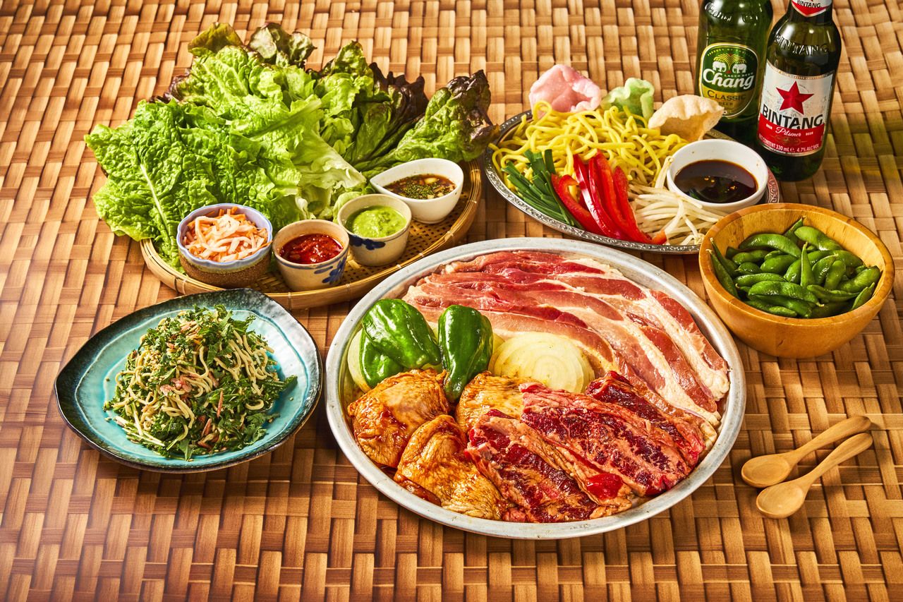 テラスでアジアンBBQスタンダードプラン　2.5h飲み放題付き