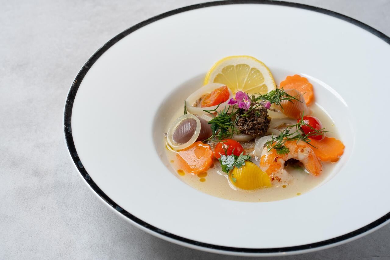 Sauteed Red Sea Bream, Nage style, Truffle aromatic