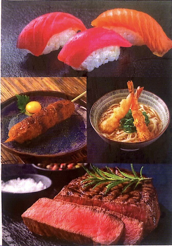 [Purple Course] Special full course including the specialty "Tama-te-bako", dragon roll, black wagyu beef steak and shrimp tempura udon (15,000 yen)
