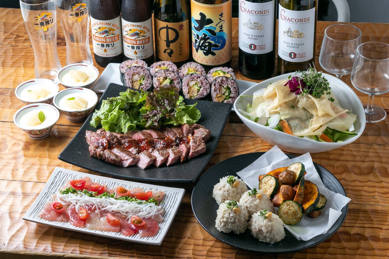 【２時間飲み放題付き】満足度MAX！食べて飲んで楽しめる！アスショクス宴会プレミアムプラン全７品