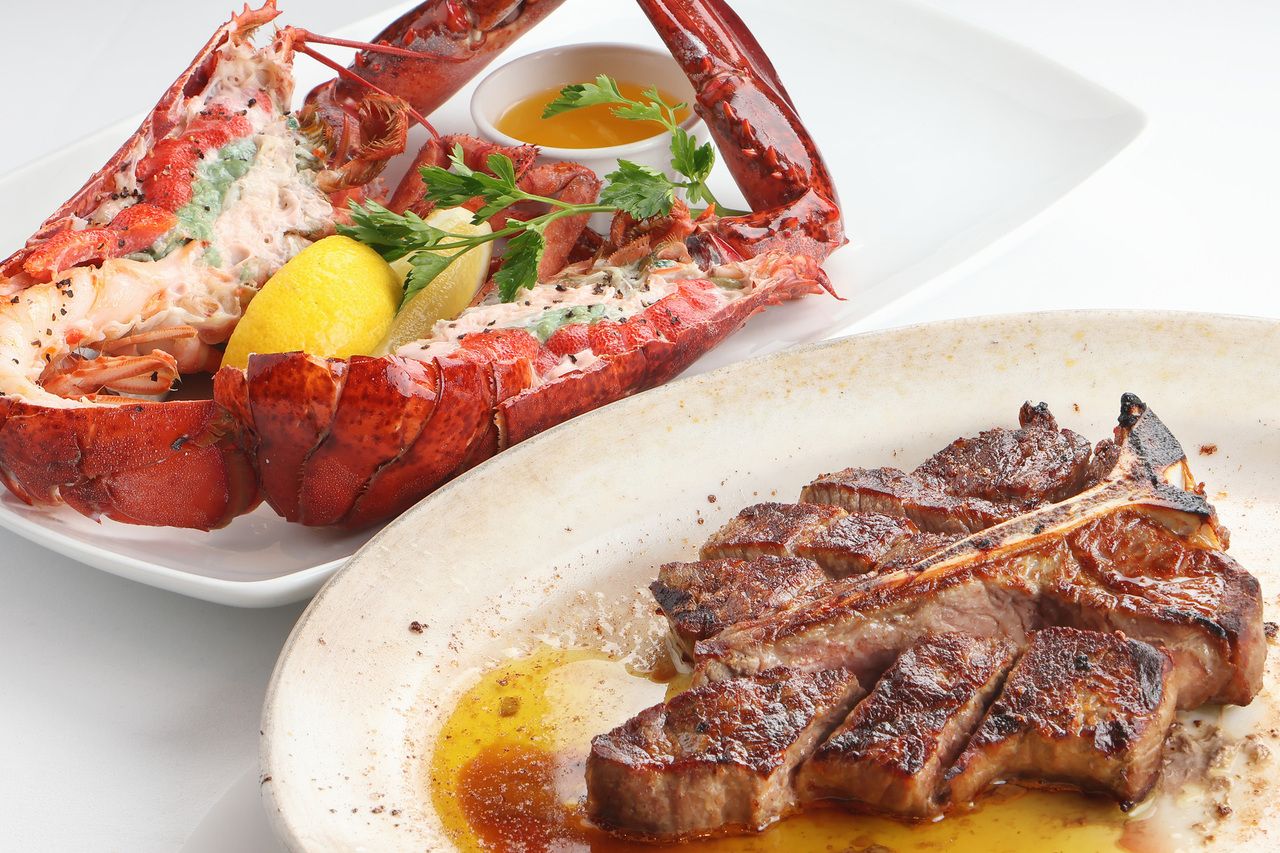 【DINNER】 Veal T-bone steak & lobster course