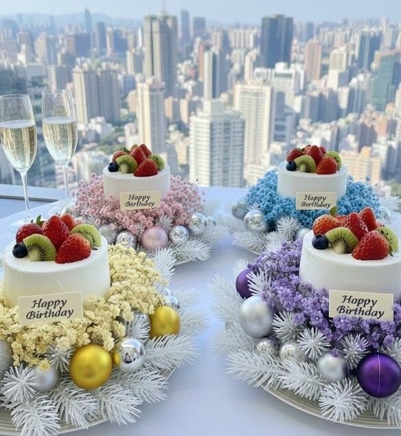 Anniversary lunch course with an original cake of your choice of flower color.