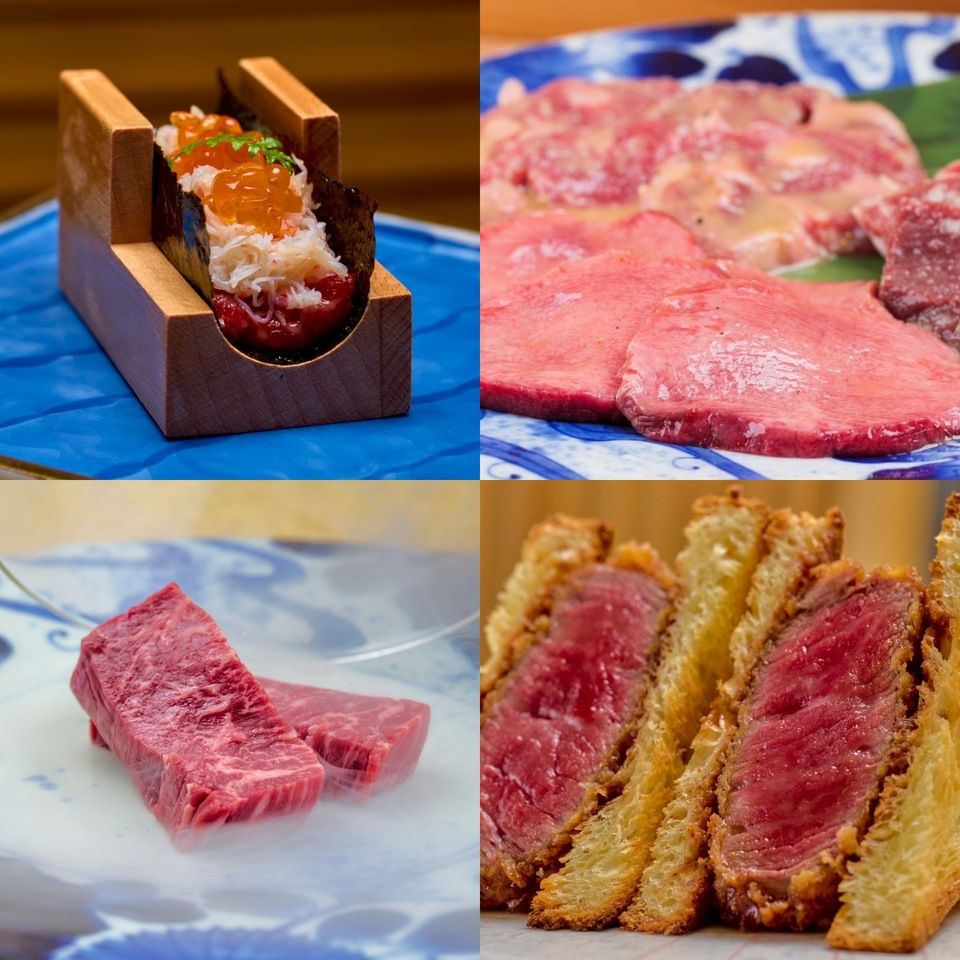 Private room guaranteed [Sister restaurant Ginza Chikamitsu's 2025 Top 100 Yakiniku Restaurants Award Commemorative Course] We offer seven carefully selected grilled dishes, including "Crab and Salmon Roe Yukhoe Dog with Carefully Selected Wagyu Beef" and "Brioche Cutlet Sandwich with Wagyu Beef Fillet."